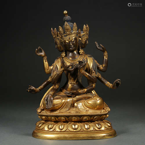 Gilt bronze buddha statue, Qing Dynasty, China