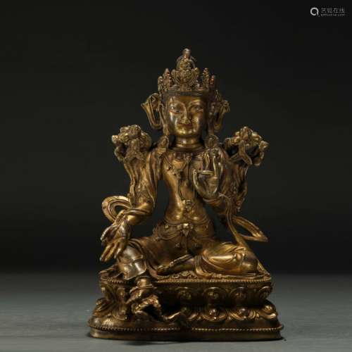 GILT BRONZE BUDDHA, QING DYNASTY