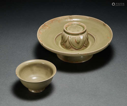SONG DYNASTY，PORCELAIN TEA CUP AND SAUCER