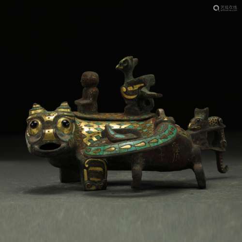 WESTERN HAN DYNASTY, INLAID WITH GOLD AND BRONZE VESSELS