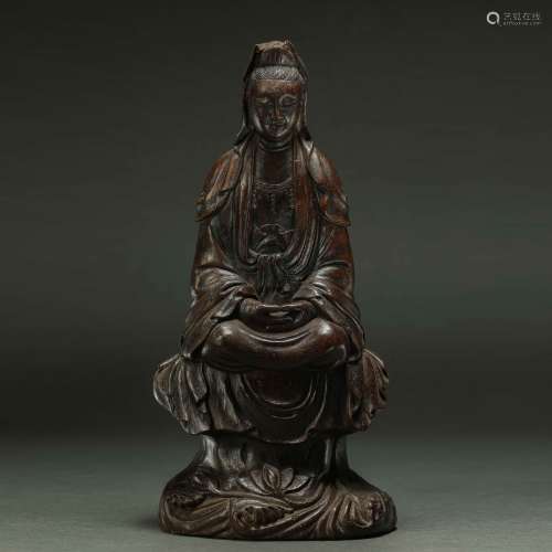 QING DYNASTY, WOOD CARVED GUANYIN