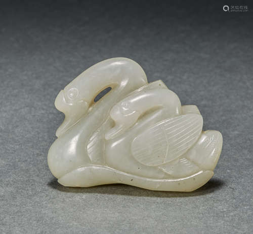 YUAN DYNASTY, JADE CARVED WILD GOOSE