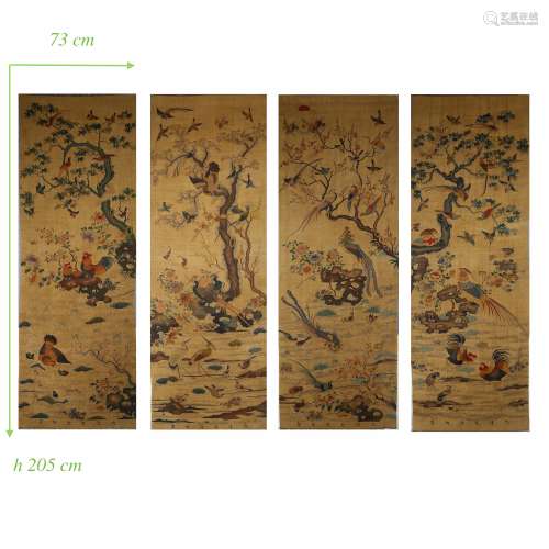 THE FOUR KESI HANGING SCREENS, QING DYNASTY
