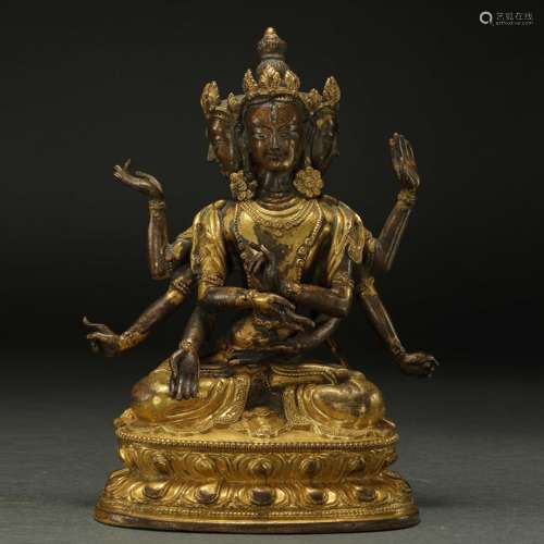 GILT BRONZE BUDDHA, QING DYNASTY