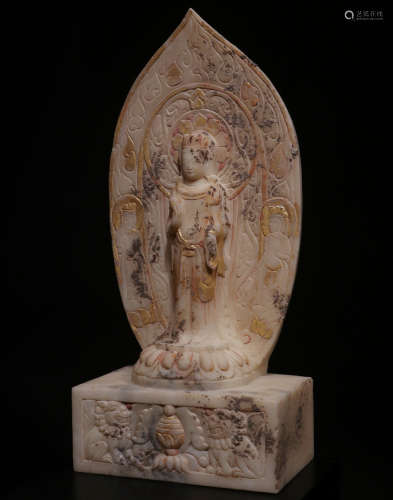 NORTHERN QI DYNASTY, WHITE MARBLE CARVED BUDDHA