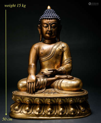 GILT BRONZE BUDDHA STATUE, QING DYNASTY