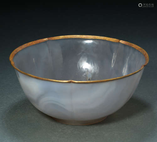 LARGE AGATE BOWL, LIAO OR JIN DYNASTY