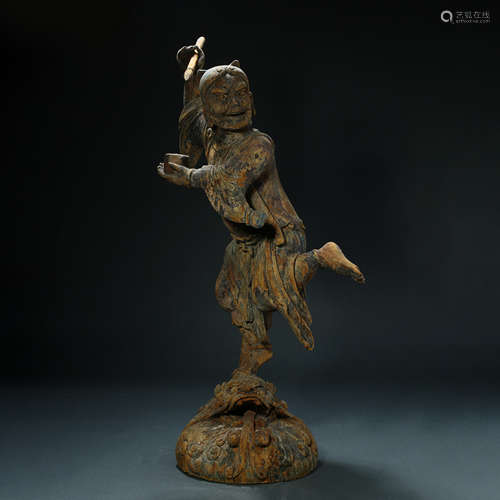 QING DYNASTY, WOOD CARVED FIGURES