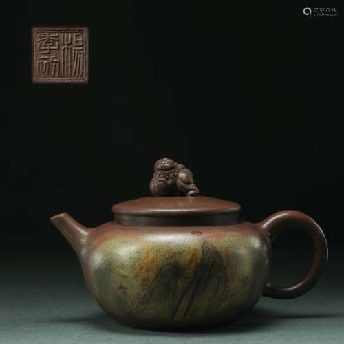 QING DYNASTY, PURPLE CLAY TEAPOT