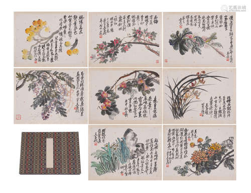 A CHINESE PAINTING ALBUM OF FLOWERS AND FRUITS