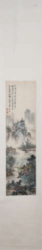 A CHINESE PAINTING OF LANDSCAPE AND FIGURES