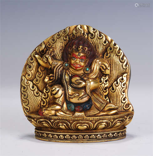 A GILT BRONZE STATUETTE OF TIBETAN BUDDHA