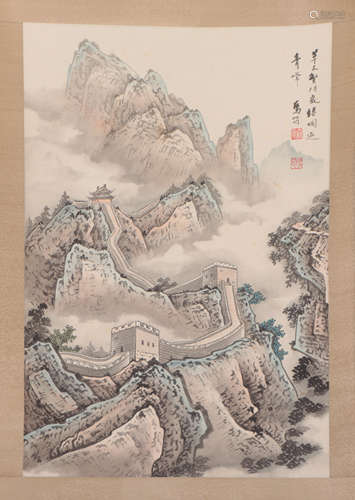 A CHINESE PAINTING DEPICTING THE GREAT WALL