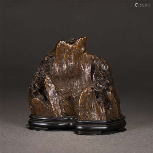 A CHINESE LANDSCAPE&FIGURES CHENXIANG WOOD DECORATION