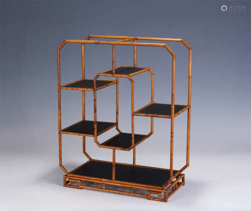 A CHINESE BAMBOO DISPLAY SHELF