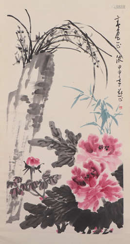 A CHINESE PAINTING OF FLOWERS