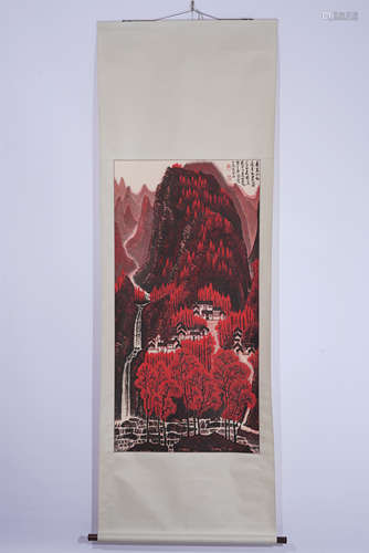 A CHINESE SCROLL PAINTING DEPICTING AUTUMN SCENERY