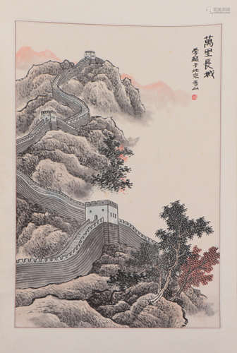 A CHINESE PAINTING DEPICTING THE GREAT WALL