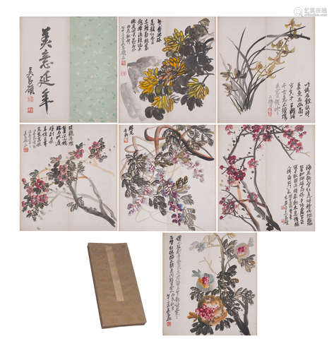 A CHINESE PAINTING ALBUM OF FLOWERS AND FRUITS