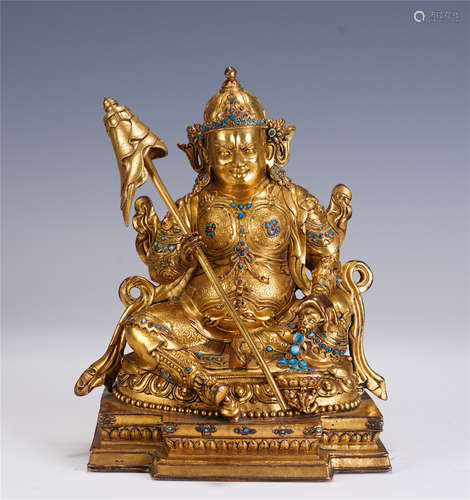 A CHINESE BRONZE GILT STATUETTE OF BUDDHA