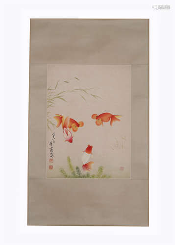 A CHINESE PAINTING OF GOLD FISHES