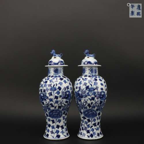 A Pair of Blue-and-white Vases