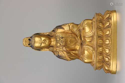 Old Collection .Gilt Copper Bodied Avalokitesvara