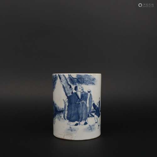 Blue-and-white Brush Pot