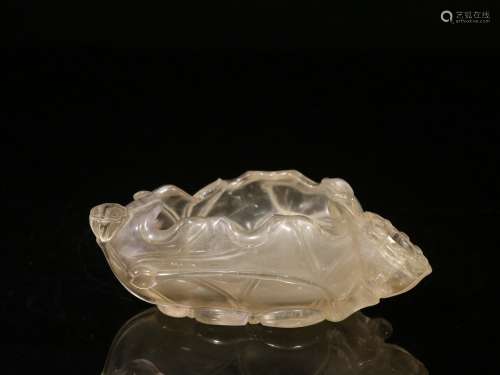 Old Collection. Lotus Leaf Shaped Natural Crystal Water Pot