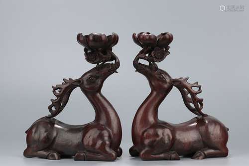 A Pair of Old Eaglewood Incense Pedestals