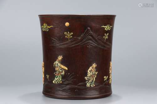 Old Collection .Red Sandalwood Brush Pot