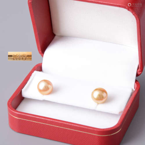 k18金彩珍珠耳环