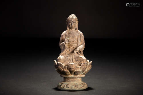 元代 青銅造阿弥陀如来坐像 佛像