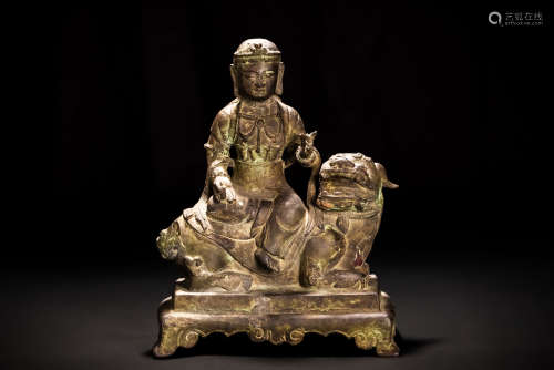 明代 古銅造 文殊菩薩像 佛像