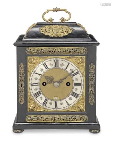 A fine and rare late 17th century ebony veneered table clock...