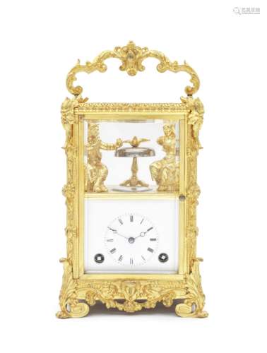 A very rare mid 19th century French automata carriage clock ...