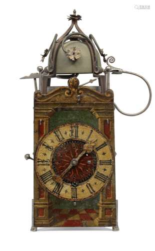 A German weight driven wall clock with alarm in the manner o...