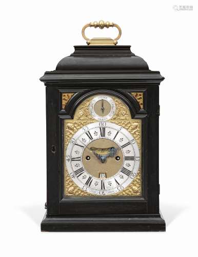 A good mid 18th century ebony table clock with pull repeat C...