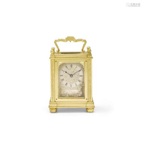 A fine mid 19th century miniature carriage timepiece with la...