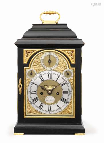 A first half of the 18th century ebonised table clock with p...