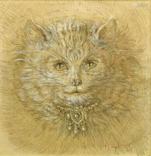 Thierry BOSQUET (Born in 1937) Portrait of a cat, 1981 penci...