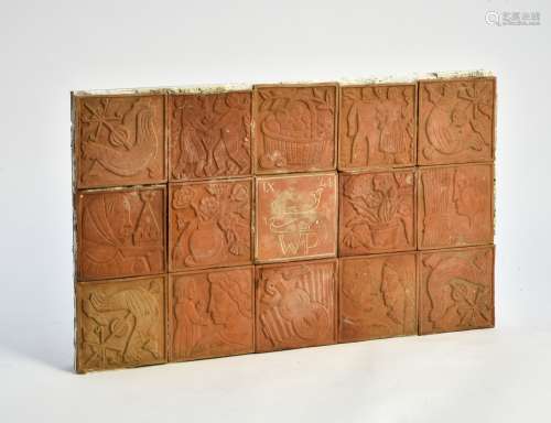 Set of 15 decorative tiles 1950S WORK terracotta, decorated ...