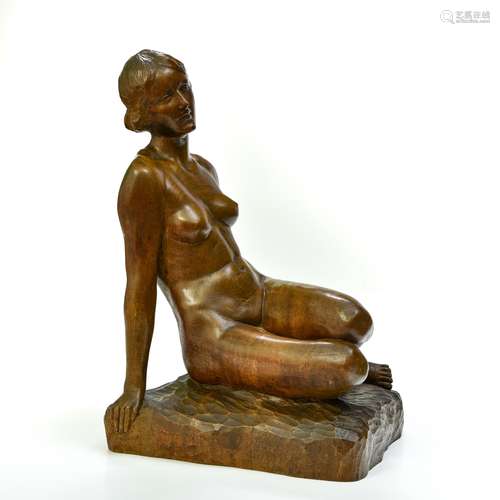 Beaudouin TUERLINCKX (1873-1945) Female nude Weathered wood ...