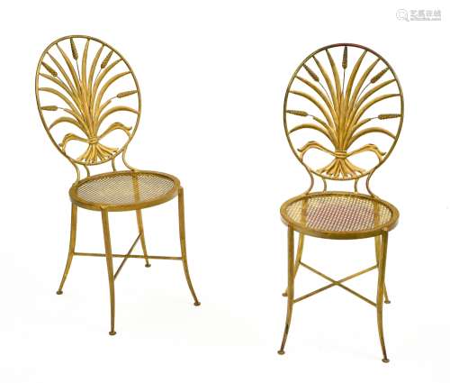 S. SALVADORI (Florence) Pair of Hollywood Regency chairs, ca...