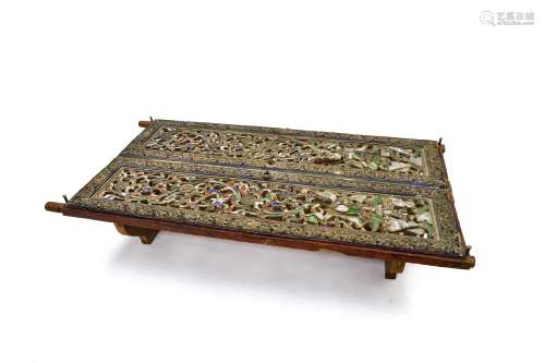 Coffee table INDONESIA composed of two antique sections of f...