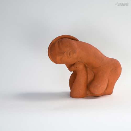 Woman sleeping 20TH CENTURY SCHOOL Terracotta sculpture, sig...