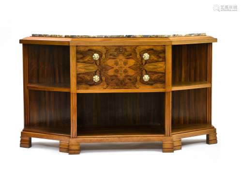 DE COENE, attributed to Art Deco dining room set walnut, com...