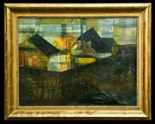 RŽgine ESSEMAEKER (Born in 1941) Floods, 1960 oil on canvas,...