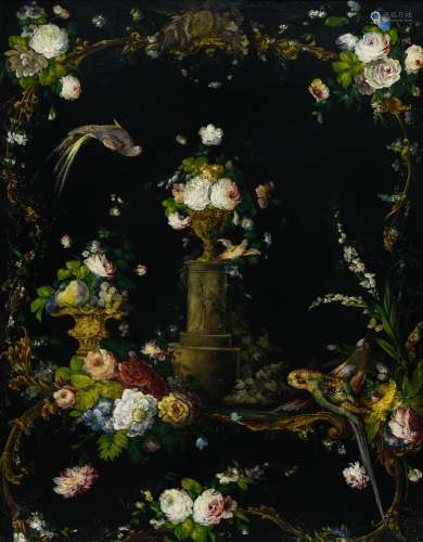 Still-life of flowers and parrots GERMAN OR AUSTRIAN SCHOOL ...