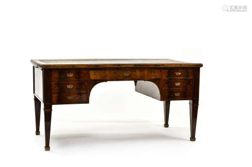 Large empire desk 19TH CENTURY WORK mahogany, with six drawe...